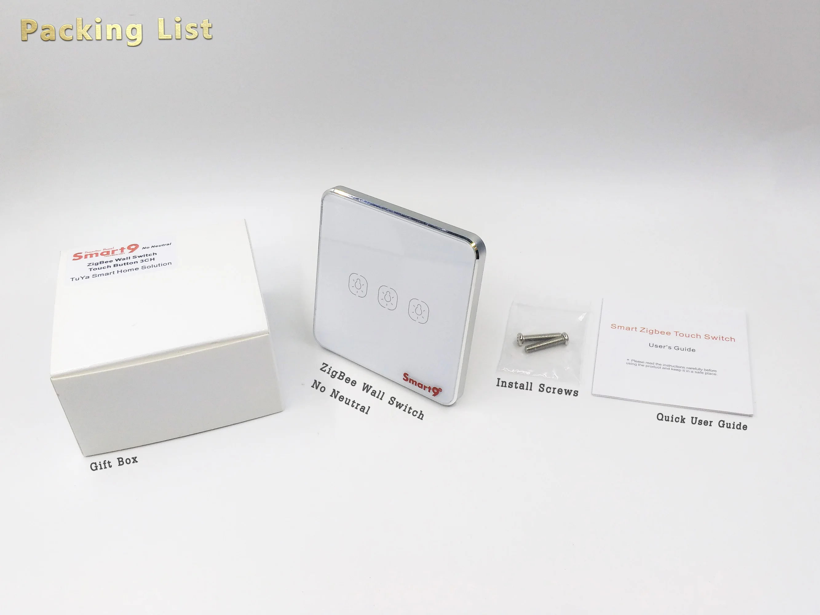 Smart9 ZigBee Wall Switch No Neutral Working with TuYa ZigBee Hub, Touch Button With Smart Life App Control, Powered by TuYa