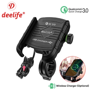 deelife motorcycle phone holder for moto motorbike mirror mobile stand support usb charger wireless charging cellphone mount free global shipping