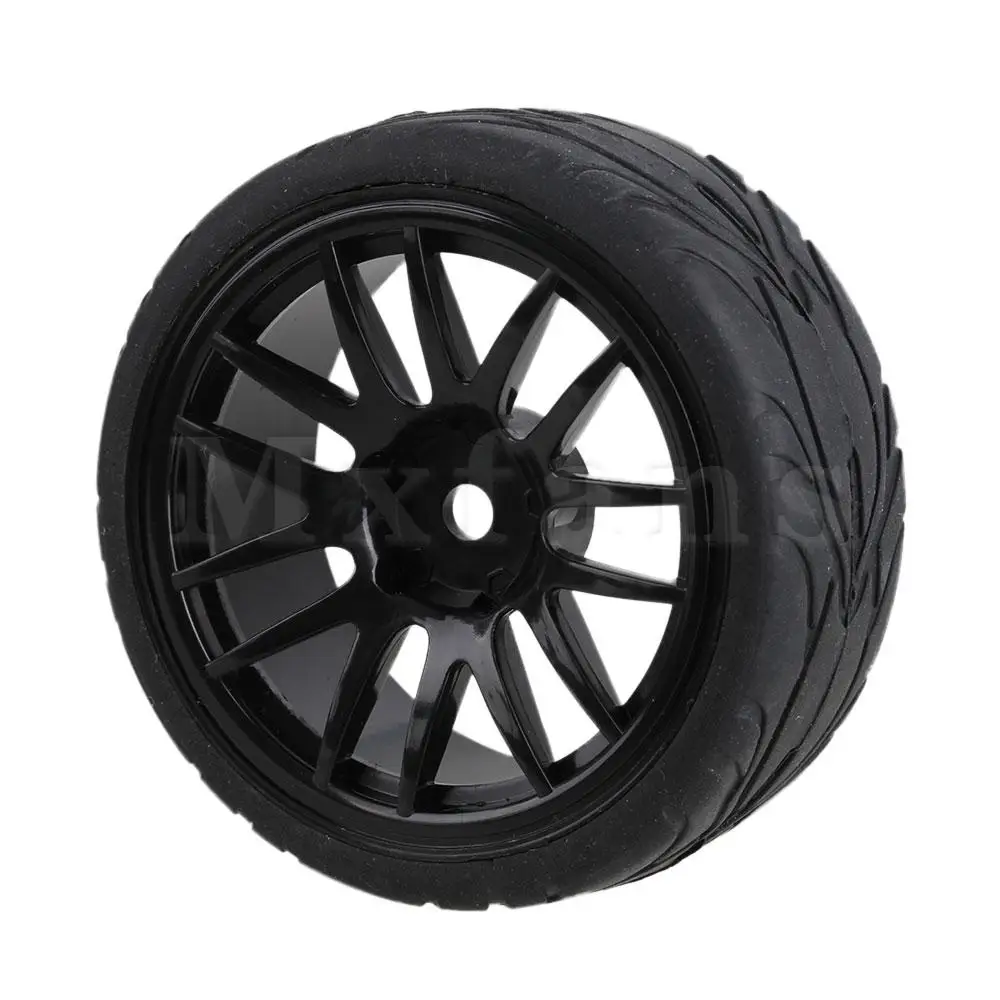 Mxfans 4xFish масштаб резиновые шины и черный пластик 14 спиц обод колеса для RC1:10 на