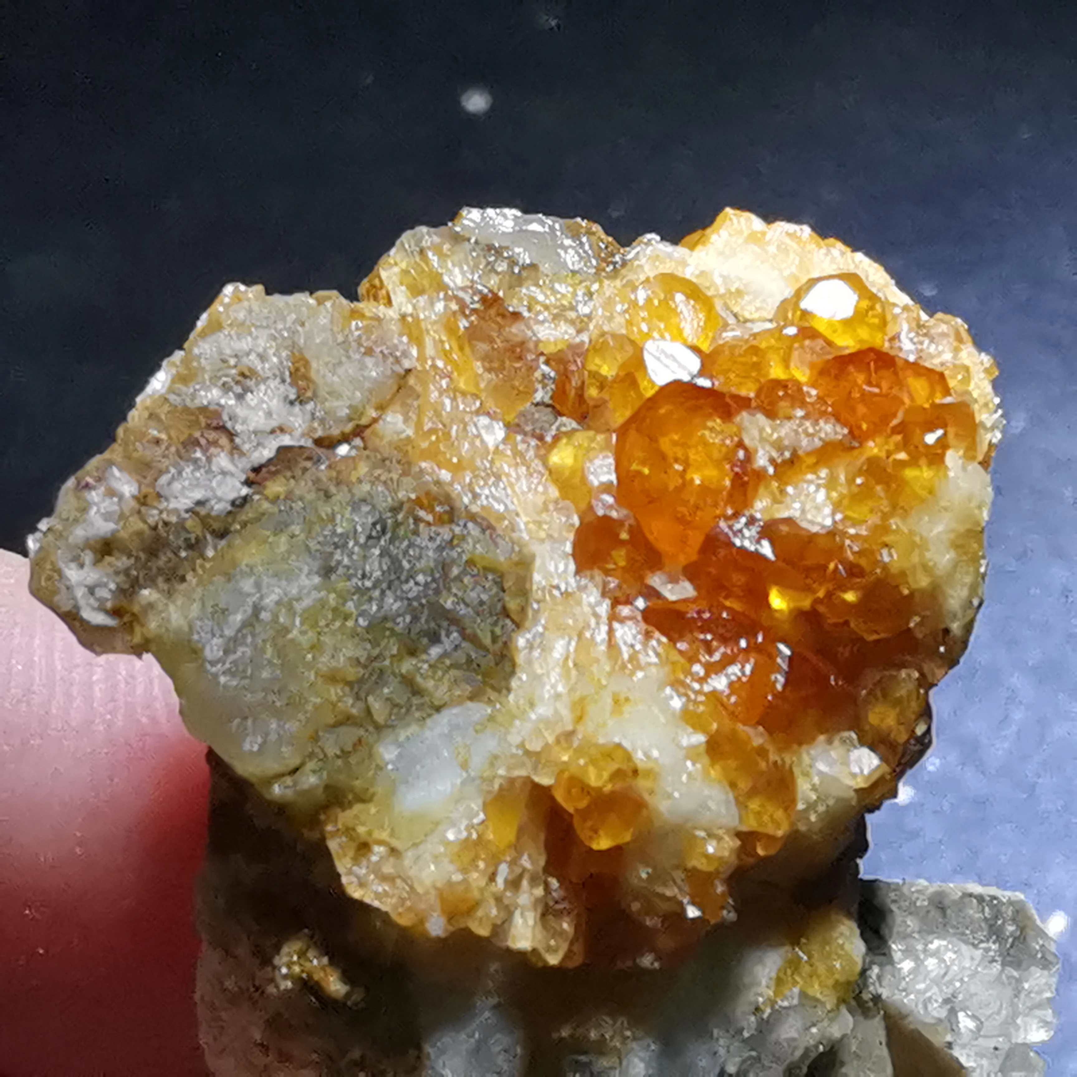 

10.8g.Rare natural garnet crystal hexagonal point feldspar mica brass multi mineral crystal symbiotic halo energy healing