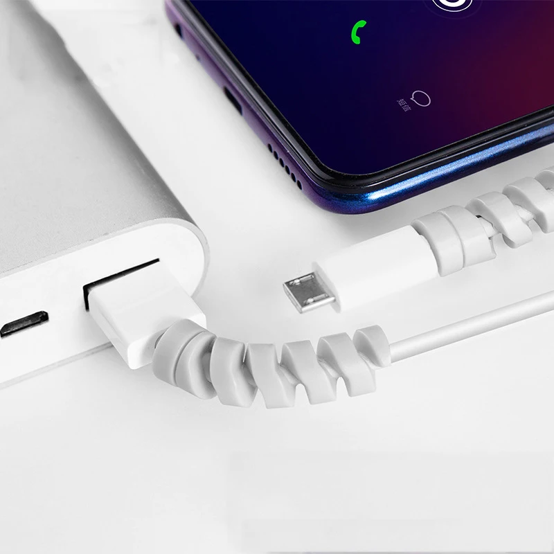 

4Pcs Soft Silicone USB Cable Protector Earphone Wire Cord Protection Cover Spiral Data Charger line Protective Sleeve Wire Cover