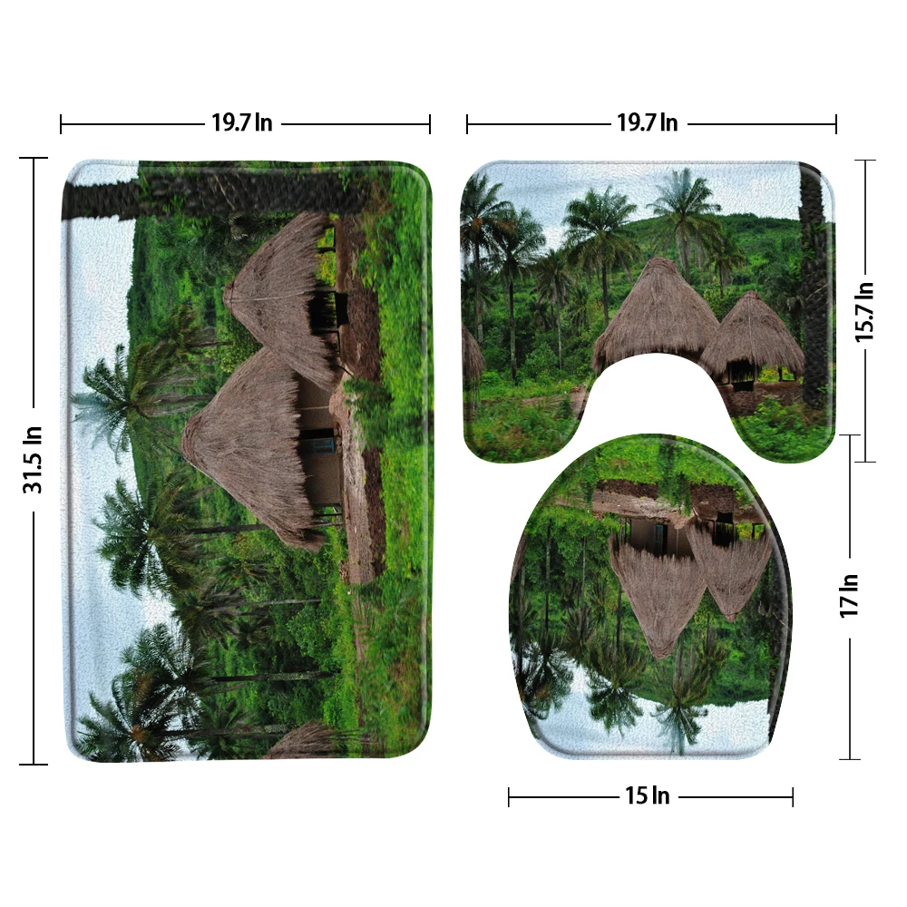 

3 шт., U-образные коврики для ванной, с принтом пальмы