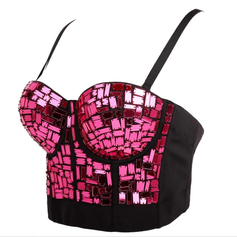 Эластичная майка для танцев топ с блестками и эффектом пуш Апа сексуальная