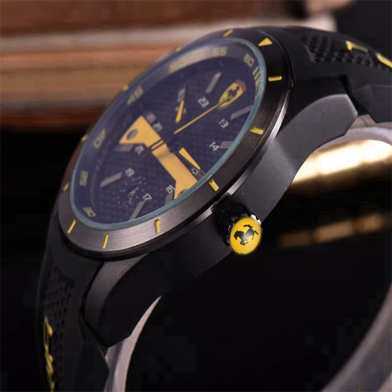 

luxury Brand watch Ferrari watch quartz movement Silicone strap All subdial working relojes para hombres relojes watch for men