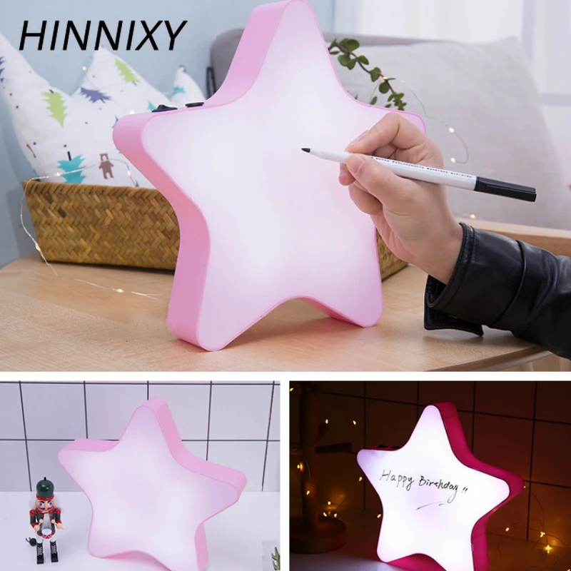 Светильник с надписью Hinnixy s Box, перезаписываемый светодиодный ночник, рекламный светильник в форме звезды, Рождественский подарок