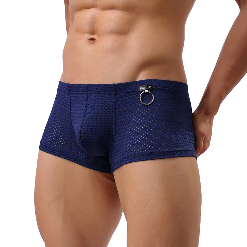 4 шт./лот мужские трусы-боксеры с дышащей сеткой шелковое нижнее белье низкой