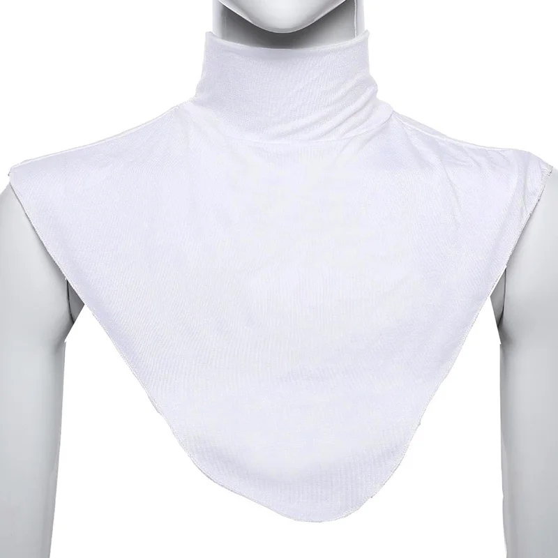 Womens Muslim Modal Fake False Collar Islamic Hijab Extensions Turtleneck High Neck Cover Warmer Bright Solid Color Half Top |