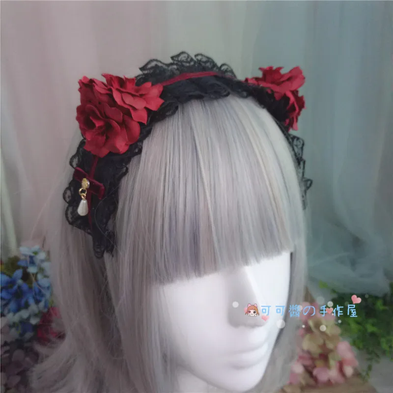 Лолита темные мертвые волосы аксессуары готический вампир красная заколка для