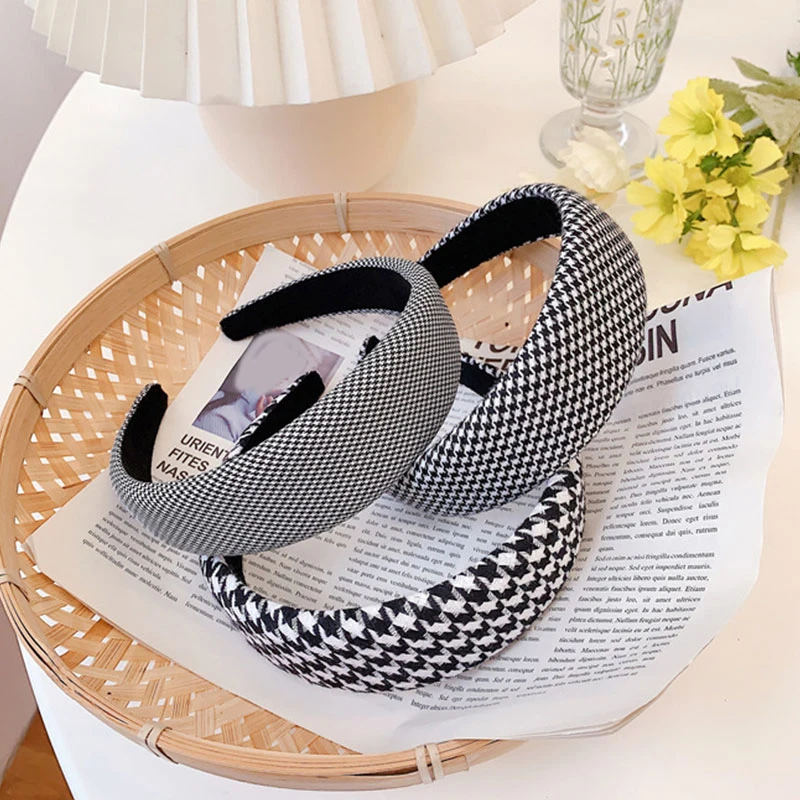 

Женский обруч для волос в винтажном стиле, элегантный обруч для волос в клетку, аксессуары для волос в Корейском стиле