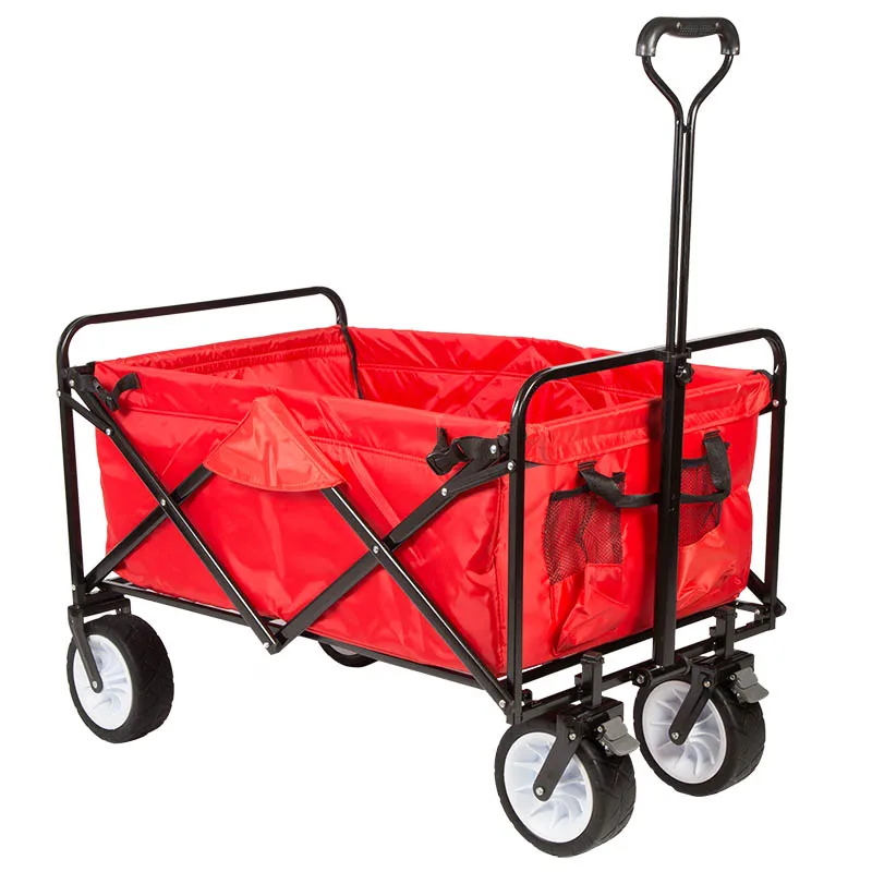 

Four-wheeled supermarket shopping cart camping camp outdoor trolley shopping grocery cart strollable portable household trailer
