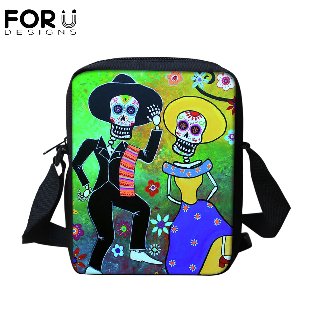 

FORUDESIGNS Gothic Skull Printed Women Small Shoulder Bags Mini Messenger Bag Ladies Handbag Casual Totes Girls Crossbody Bag