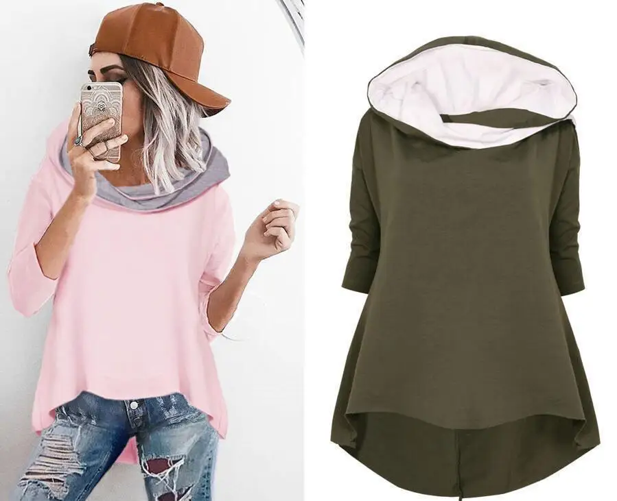

new hot American style solid street wear hooded woman sweatshirt fashion long sleeve pullover female sweatshirt