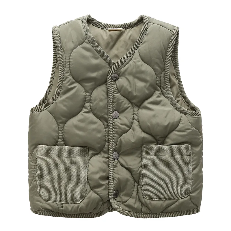 Brand Winter Child Waistcoat Quilted Single-breasted Warm Padded Baby Girls Boys Vest Kids Jackets For 2-12 Years Old