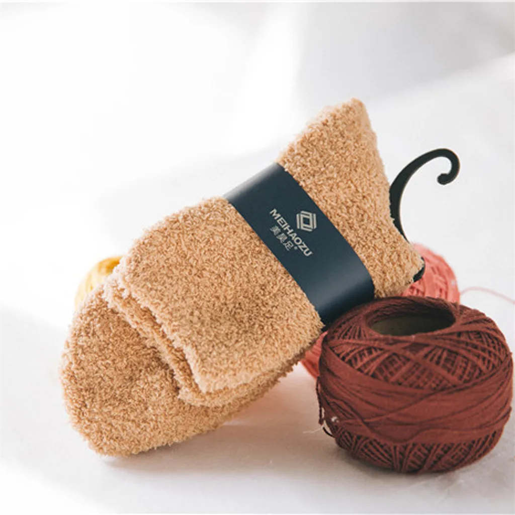 

Home Socks Men Boy Soft Bed Floor Socks Fluffy Warm Winter Pure Color Harajuku Calcetines Hombre Free Shipping