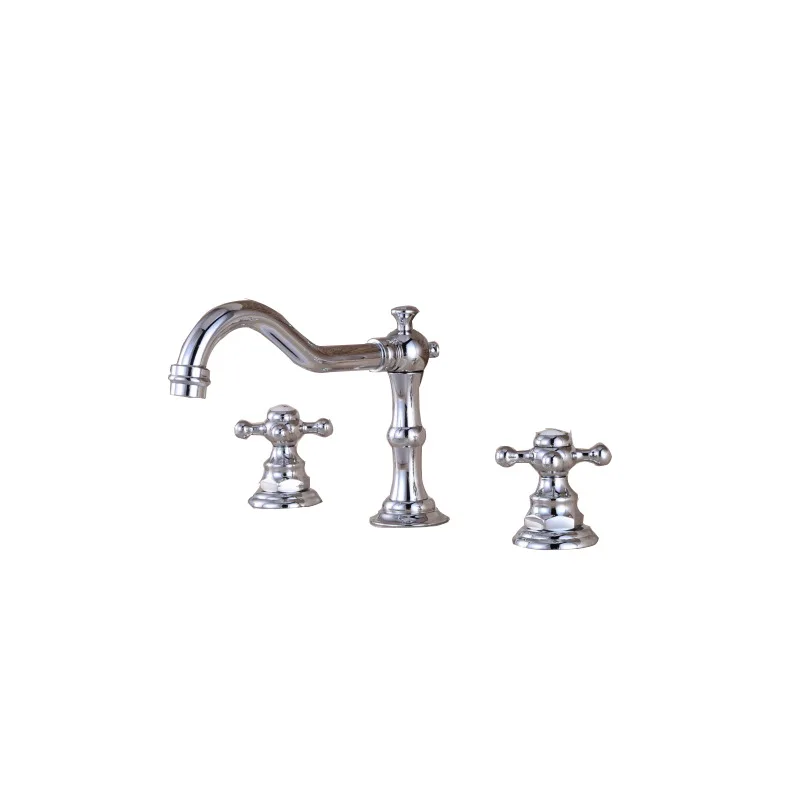 

Copper Three-Hole Basin Faucet Hot and Cold Washbasin Faucet Split Double Handle European Bathroom Antique bathroom sink