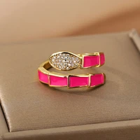 aesthetic enamel rings for women adjustable drip oil colorful snake ring 2022 trend animal jewerly wedding gift bijoux femme