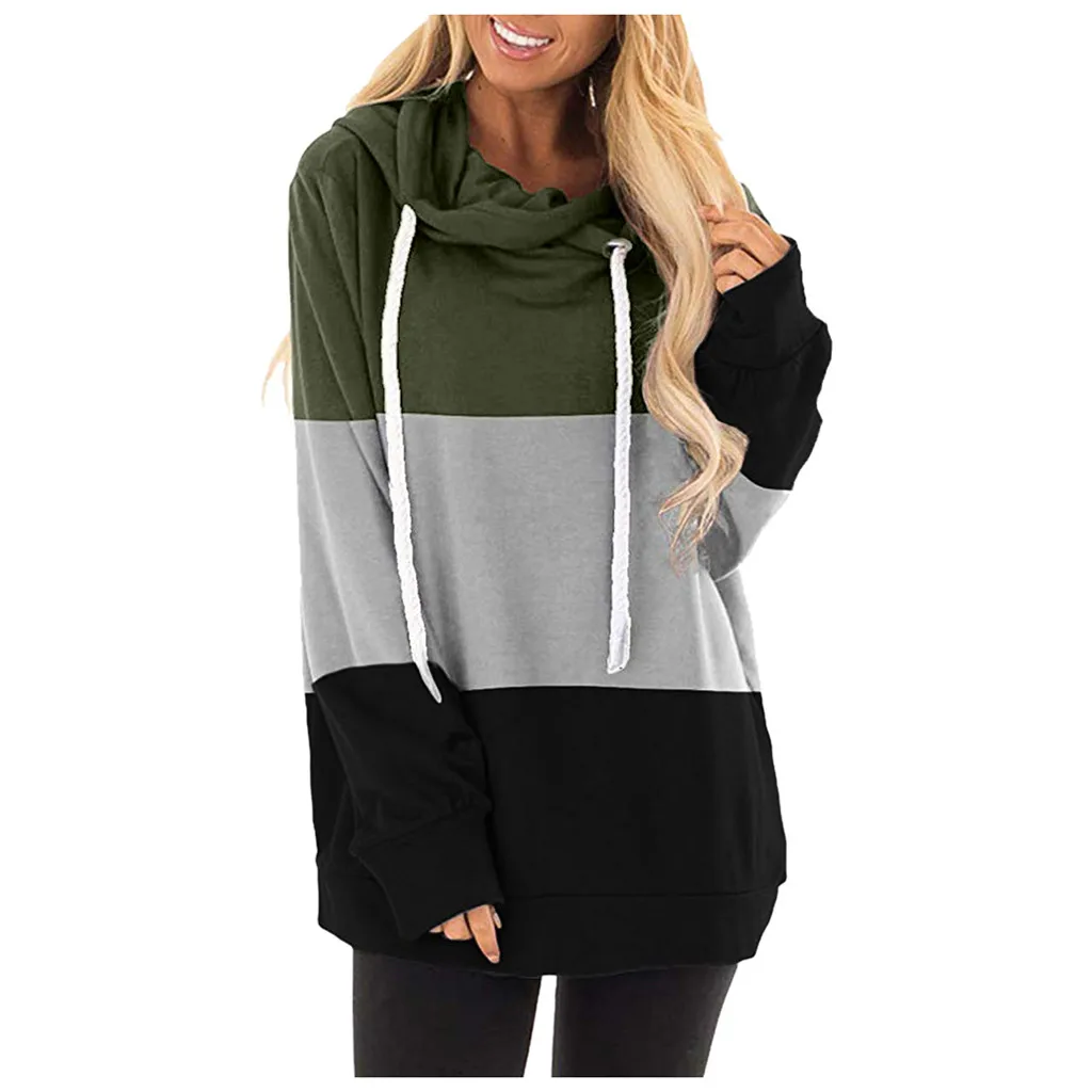 Женская толстовка с длинным рукавом капюшоном и высоким воротником | одежда