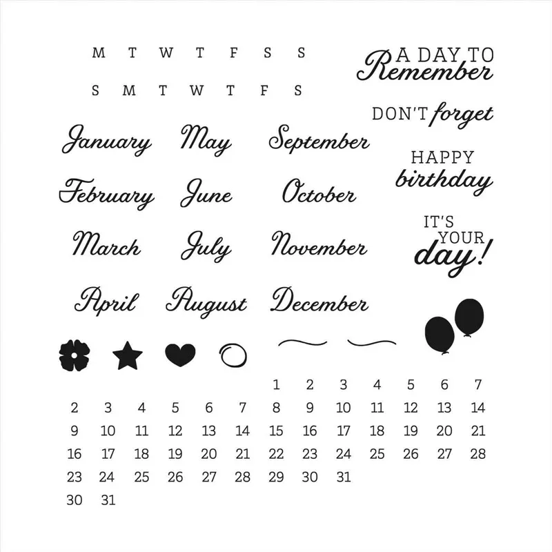 

Calendar Clear Stamps and Metal Cutting Dies Set For Stencils Scrapbooking Photo Album Card Paper Embossing Craft Die Cut 2021