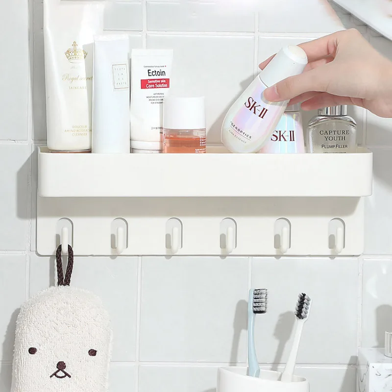 

Shelf Bathroom Rack With Hook For Kitchen Organizer And Storage Cosmetics Toiletries Storage Bathroom Accessories