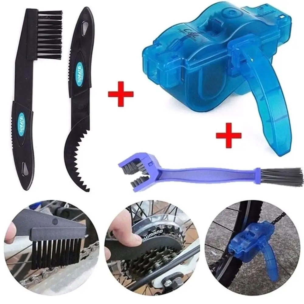 

4PCS Bicycle Chain Cleaner Brush Set Multifunctional Mountain Bike Chain Brush Wash Tool Bike Cycling Cleaning Kit