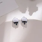 Милые серьги-клипсы в Корейском стиле с облаками и каплями дождя женские простые маленькие Клипсы-клипсы в форме облака без проколов для девочек и детей