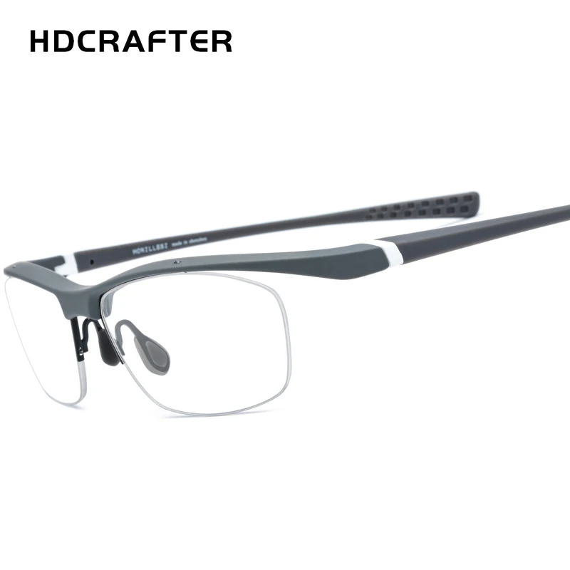 Серый HDCRAFTER NewTR90 очки рамки для мужчин Спорт на открытом воздухе сверхлегкие очки половина рамки близорукость Оптический Рецепт; очки - Цвет оправы: Серый