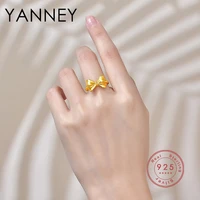 yanney silver color 2022 trendy woman bow knot open ring fashion simple couple wedding jewelry birthday engagement gift