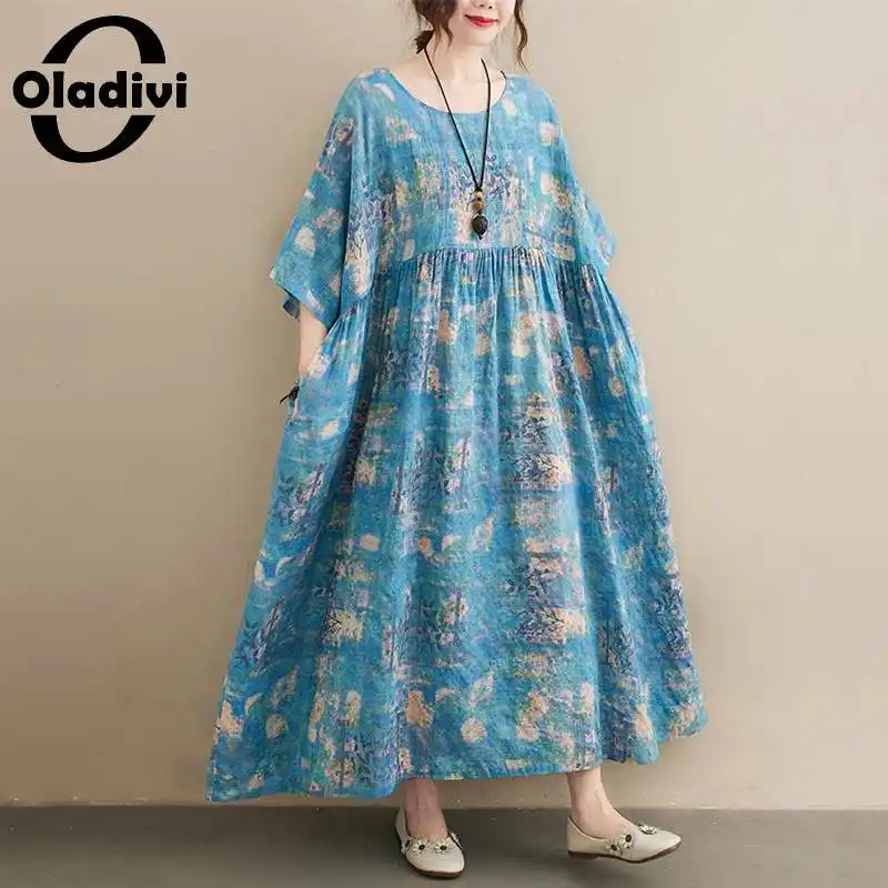 

Oladivi Одежда большого размера, богемное длинное платье, женское модное летнее платье с принтом, новое пляжное платье в стиле бохо, туника, жен...