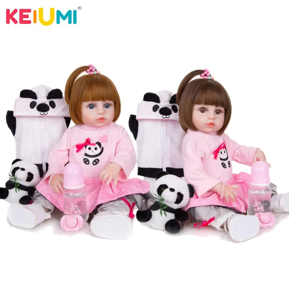 

KEIUMI Customizable Panda Reborn Fashion Cute Reborn Baby Dolls Full Silicone Vinyl Menina Newborn Dolls For Kid's Playmates