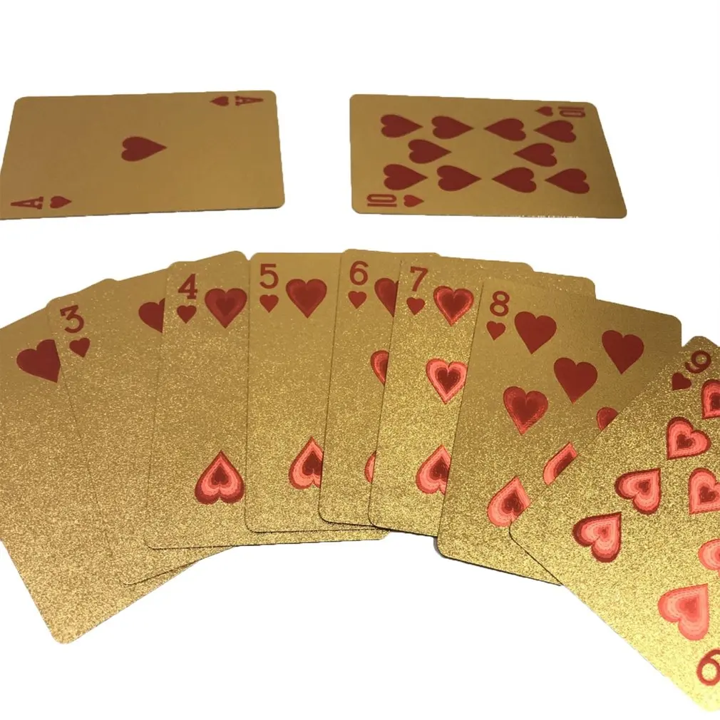 

Waterproof Design Golden Playing Cards Durable Use Gold Foil Poker Playing Cards Best Gift Gambling Table Games
