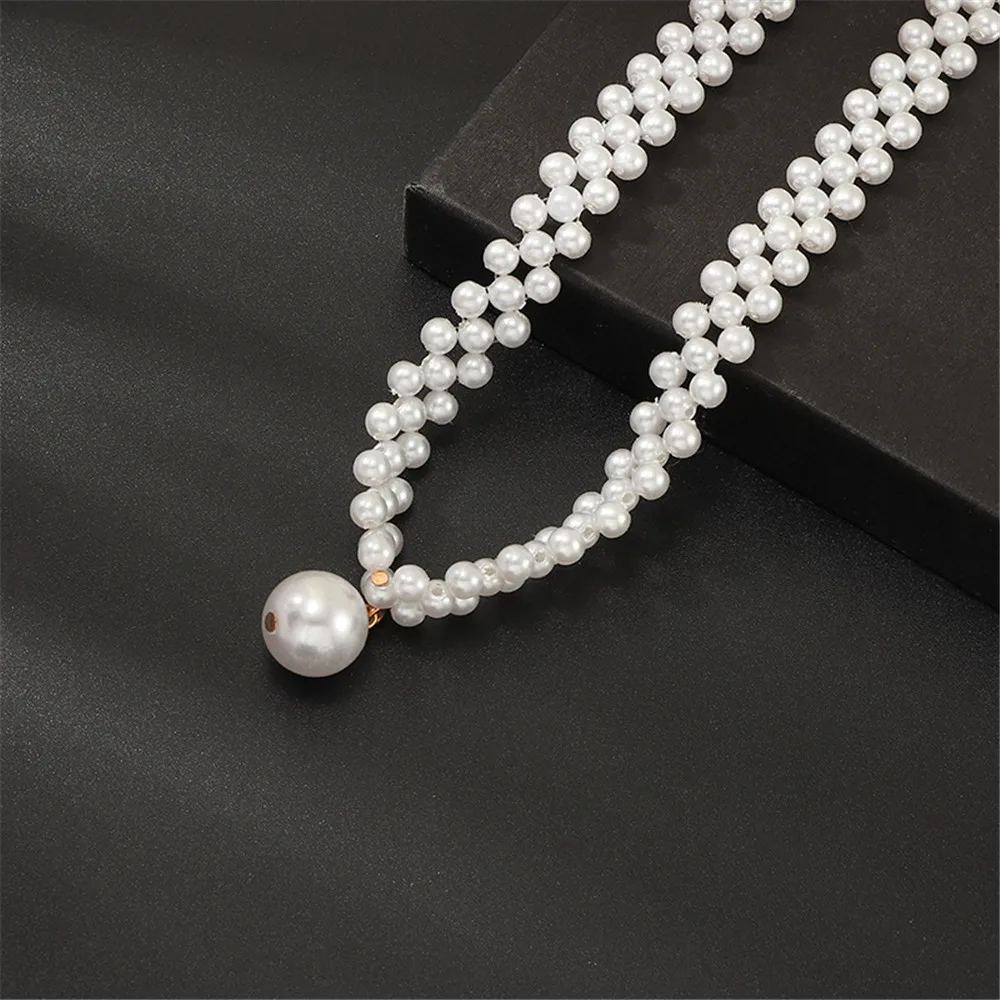 MLING новое ожерелье ручной работы из переплетения модное жемчужное ожерелье-чокер для женщин