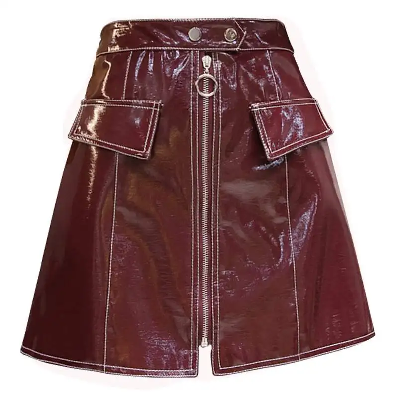 Женская модная пикантная блестящая юбка-карандаш из искусственной кожи с