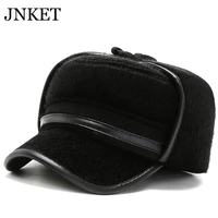 jnket new men flat caps warm earflaps cap outdoor travel sunhat winter hat casquette