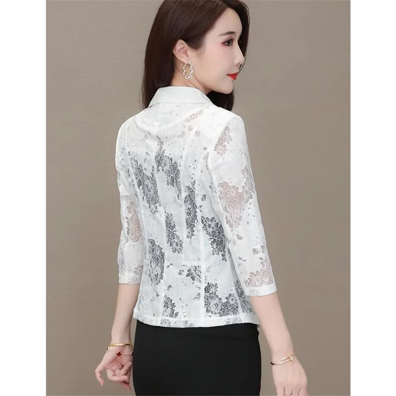 Женский кружевной костюм с лацканами повседневный облегающий пиджак топом для