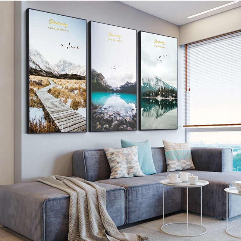 Скандинавская долина Lanscape настенный плакат на холсте и печать Абстрактная