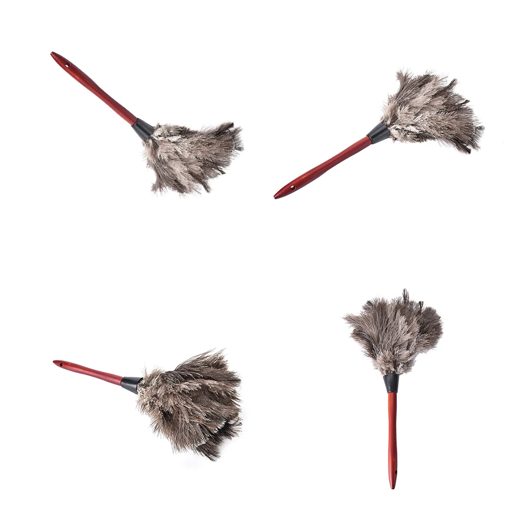 

55cm Ostrich Feather Duster Brush Wood Handle Anti-static Natural Grey Fur Home Cleaning Plumeros Para El Polvo Car