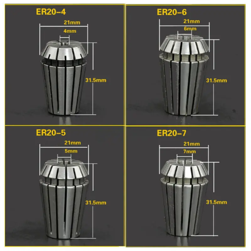 

ER20 Spring Steel Collet Chuck Replacement For CNC Milling Lathe Tool Engraving