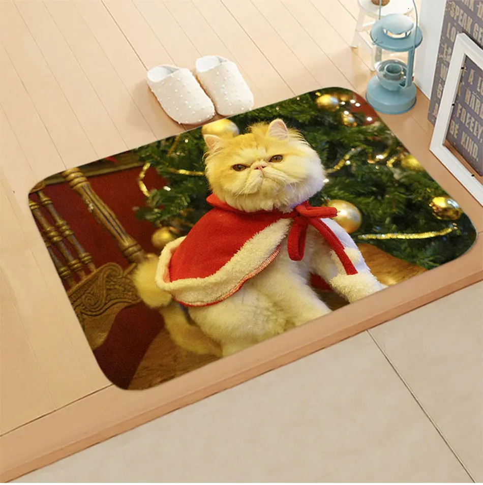 3D Рождественский коврик Kawaii Cat напечатанный ковер Противоскользящий коврик наружные коврики кухонные передние двери коврики Xmas Tapete Para Sala