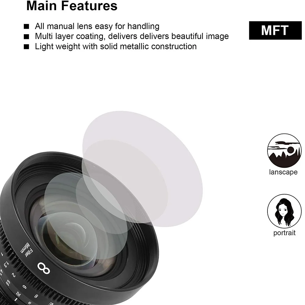 Meike 8 мм T2.9 Большая диафрагма ручная фокусировка кинолинза для Olympus Panasonic Lumix micro 4/3