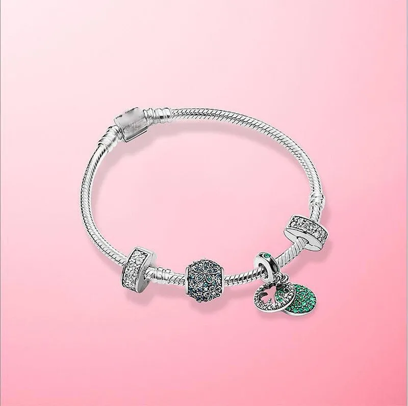 

2020 New 925 Sterling Silver Lucky Beaded Set Pan Bracelet For Women Wedding Party Gift Fashion Jewelry