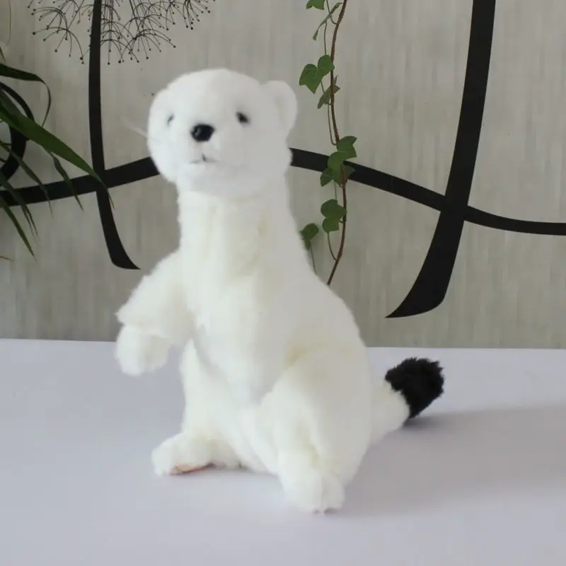 Real life plush white  ferrets doll toy soft stuffed animal rare Weasel  dolls present cute