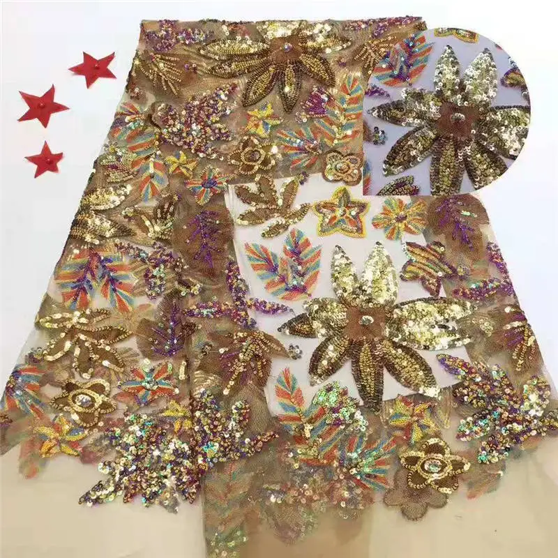 2020 Africa High Quality Flower Sequence French Nigeria Sequin Net Gauze Swiss Lace Fabric Suitable for size 5 / batc | Дом и сад