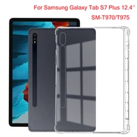 transparent cover for samsung galaxy tab s7 plus 12 4 2020 sm t970 t975 t975b with pencil holder tpu silicon back tablet case
