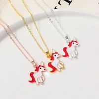 2021 new trend alloy unicorn jewelry girl necklaces and earrings set fresh lovely student pendant women gift gift for girlfriend
