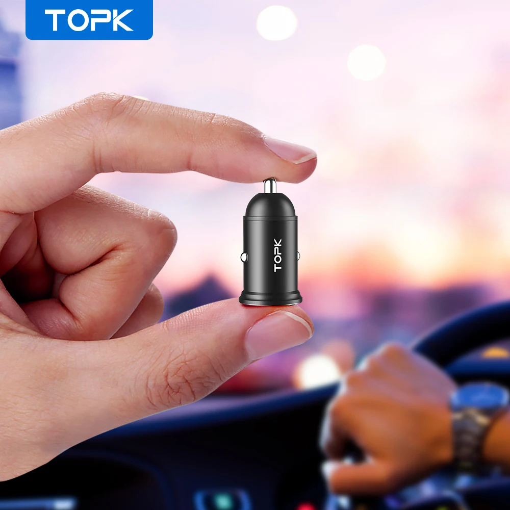 TOPK G203 мини USB Автомобильное зарядное устройство для iPhone Xiaomi Мобильный телефон
