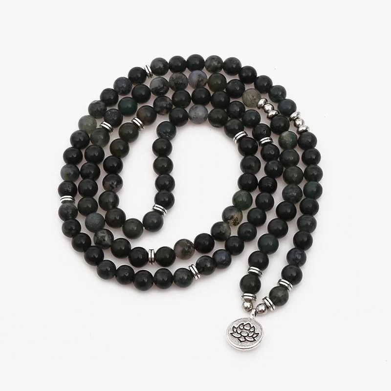 

New India Onyx Stone Beads Bracelet 108 Mala Bracelet or Necklace Women Man Yoga Healing Prayer Mala Multi-layer Wrap Bracelet