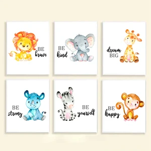 Сафари принт для детской джунгли ребенка Животные живопись на холсте Плакаты жираф слон лев Зебра фотографии детской Комнаты Настенный декор