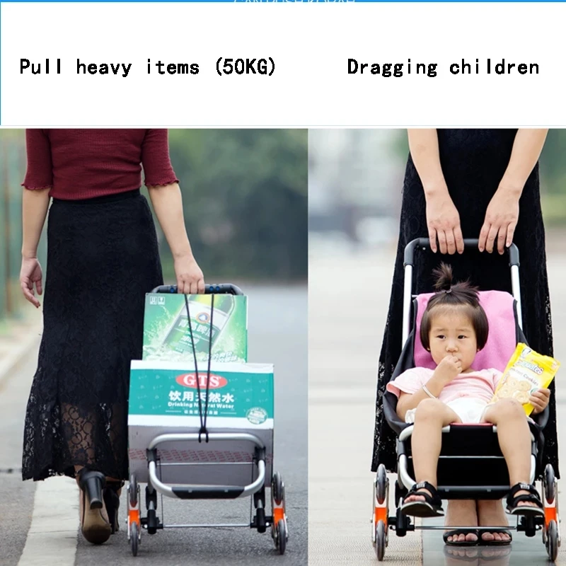 

35L Stair Woman Shopping Cart shopping basket Household shopping bag Trolley Trailer Portable cart foldable Three-wheeled cart