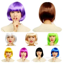 New Women BOBO Wig Cosplay Straight Short Wigs Christmas Carnival Makeup Party Club Synthetic Girls Female Wig Amazing Decro Wig