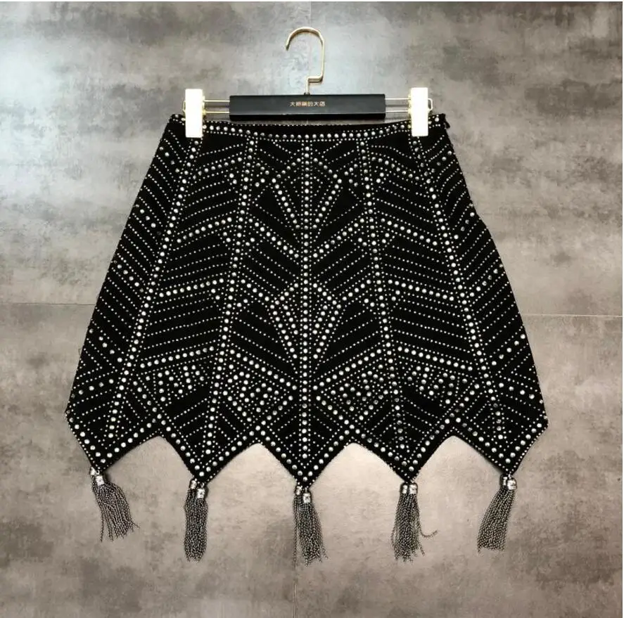 Осень зима 2019 новинка юбка знаменитостей с ромбовидным узором популярная